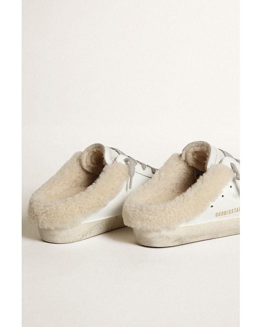Golden Goose Super Star Sabot Leather Upper Laminated Star Shearing Lining  Flowers Embossed Foxing in Natural | Lyst