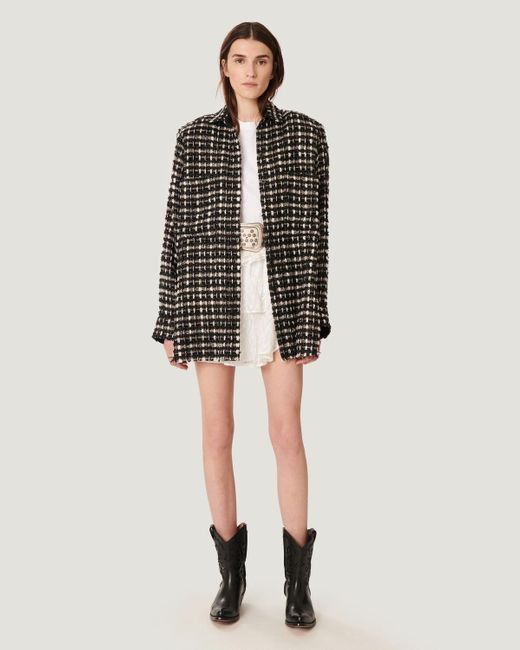 IRO Leopold Oversized Woven Tweed Overshirt in Gray | Lyst
