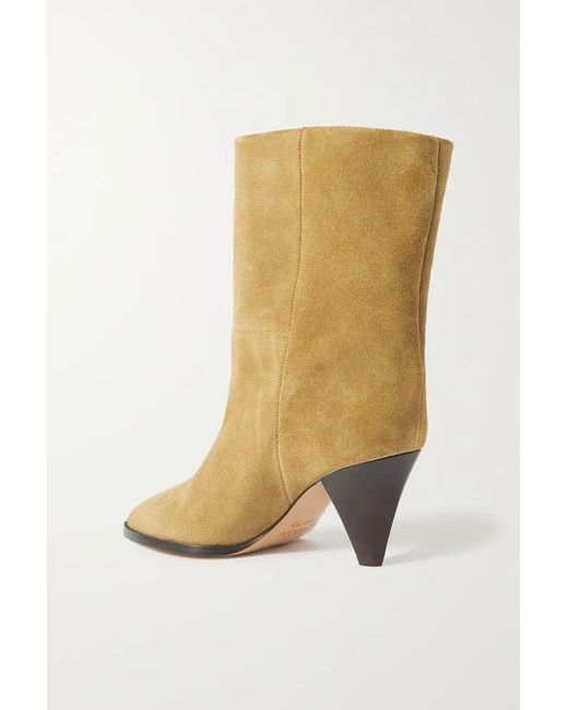 Isabel Marant Rouxa Suede Ankle Boots in Natural | Lyst