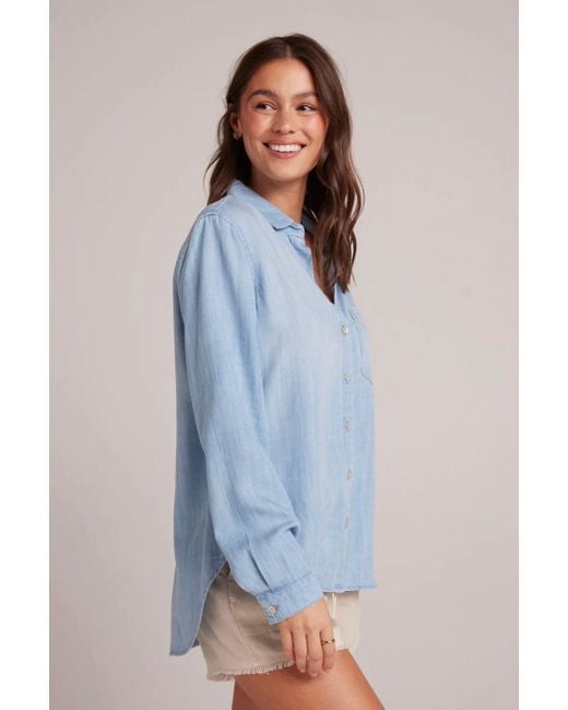 Bella Dahl Pocket Button Down Top in Blue Lyst