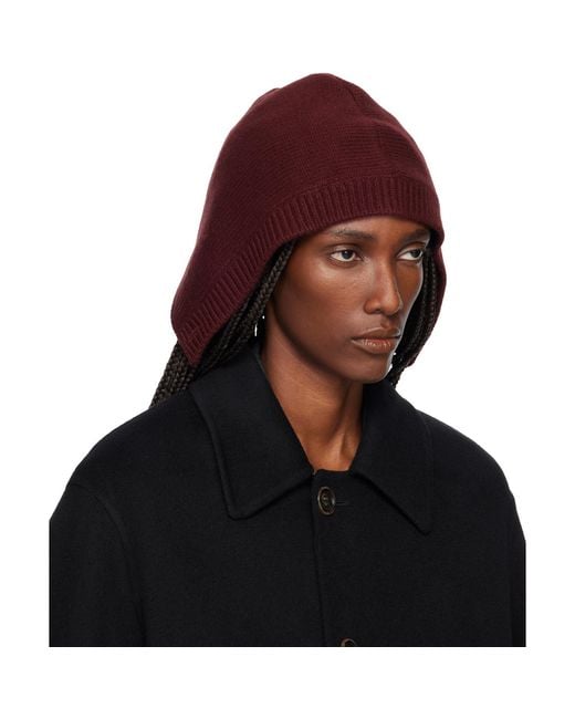 Maison Margiela Black Burgundy Wool Knit Hood