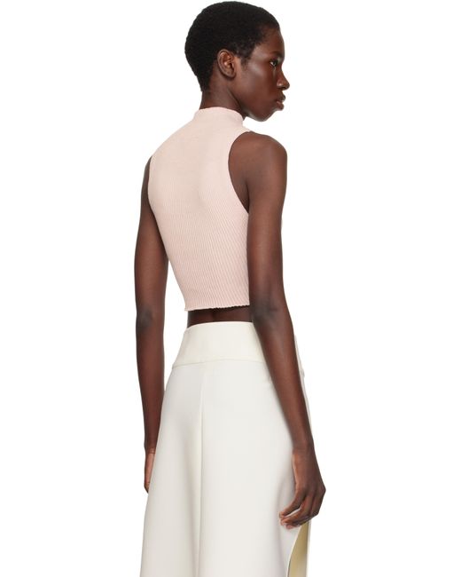 Courreges Multicolor Mockneck Light Rib Cropped Tank Top