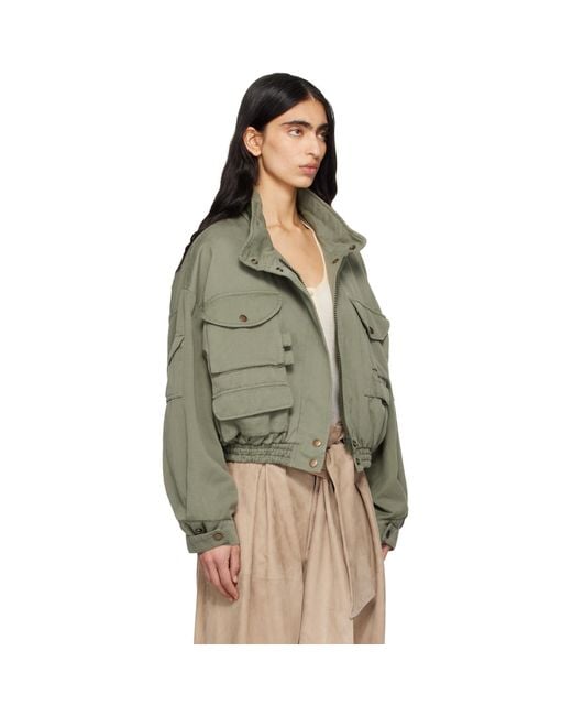 Balmain Green Twill Bomber Jacket