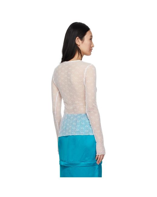 BONBOM Blue Mesh Long Sleeve T-Shirt