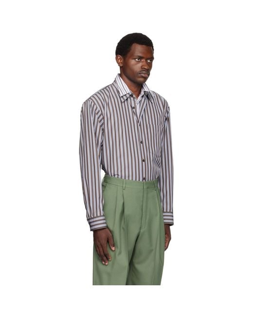 Dries Van Noten Green Double-Layer Cotton Shirt for men