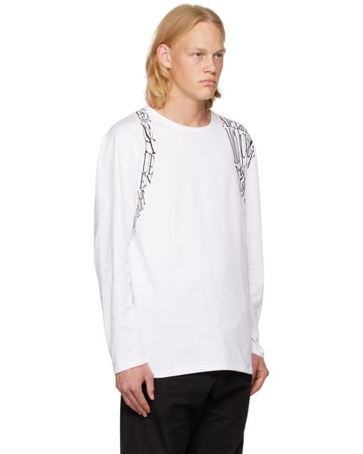 Alexander McQueen White Printed Long Sleeve T-shirt for men