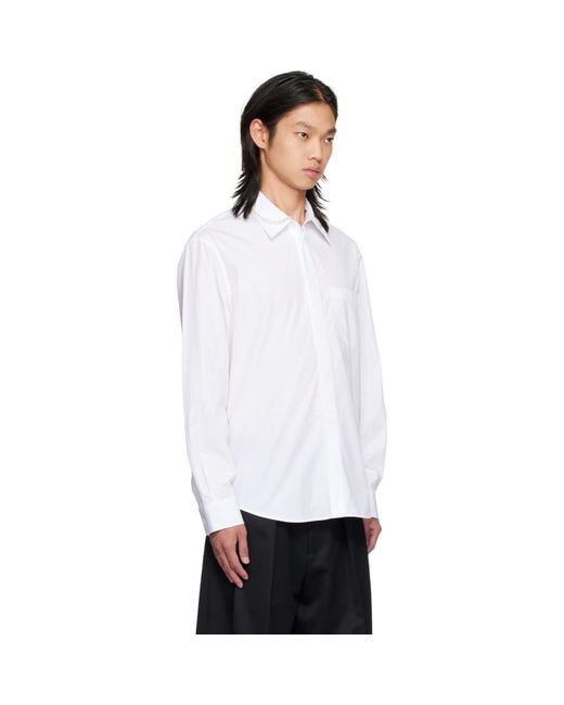 Simone Rocha White Beaded Classic Concealed Button Shirt for men
