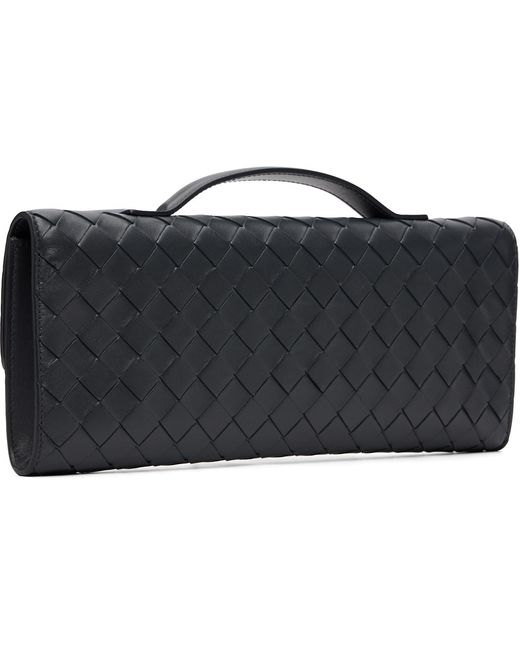Bottega Veneta Black Daisy Closure Andiamo Clutch