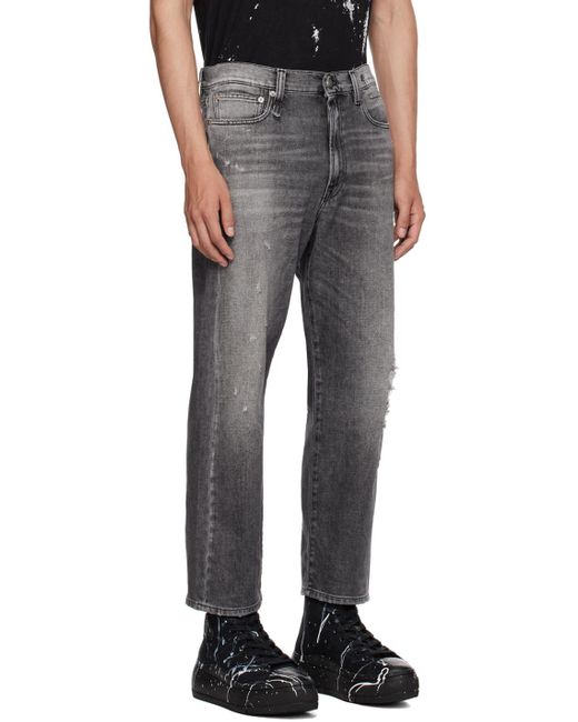 R13 Black Gray Boyfriend Jeans for men