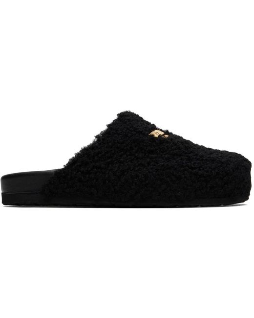 Moschino Black Shearling Slippers