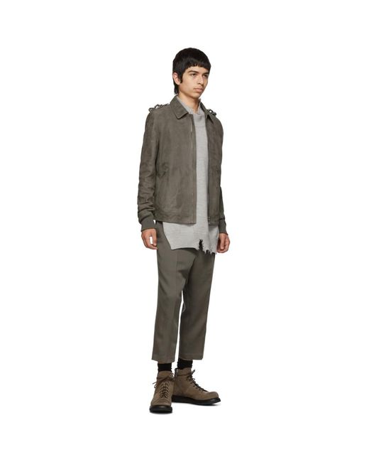 Rick Owens Grey Suede Rotterdam Jacket for Men - Lyst
