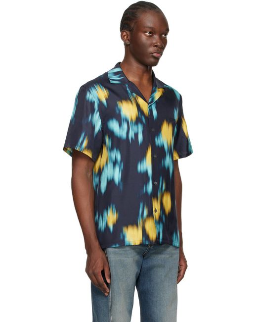 Lanvin Black Multicolor Blurred Floral Shirt for men