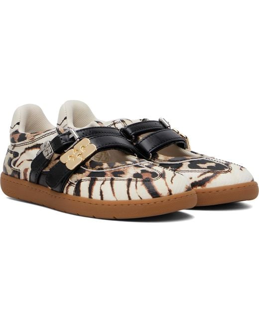 Ganni Brown Off- Sue Double Strap Sneakers