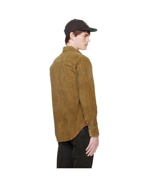 RRL Multicolor Tan Slim Fit Corduroy Western Shirt for men