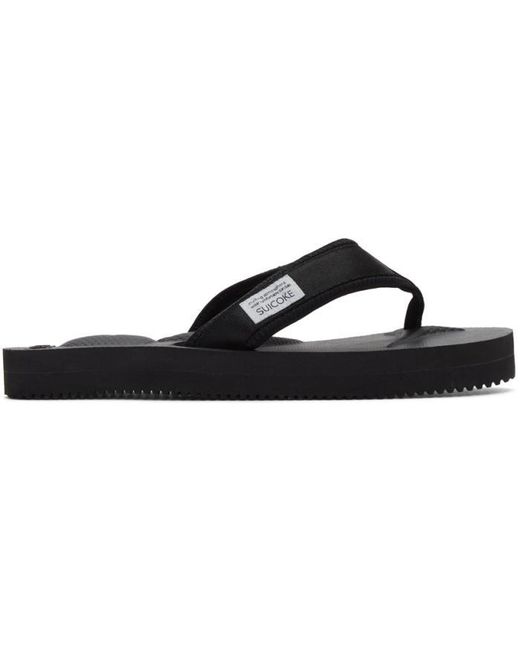 Suicoke Black Tono V2 Flip Flop Sandals for men