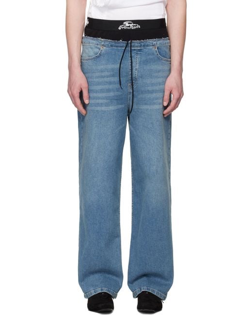 PROTOTYPES Blue Waistband Regular Jeans for men