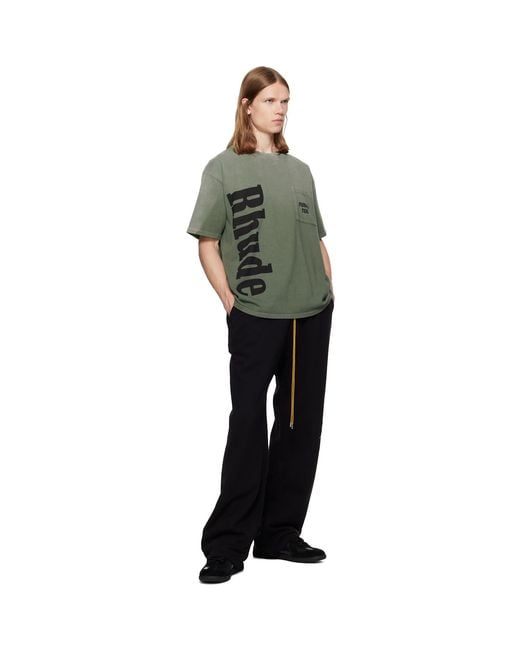 Rhude Green Logo Pocket T-Shirt for men