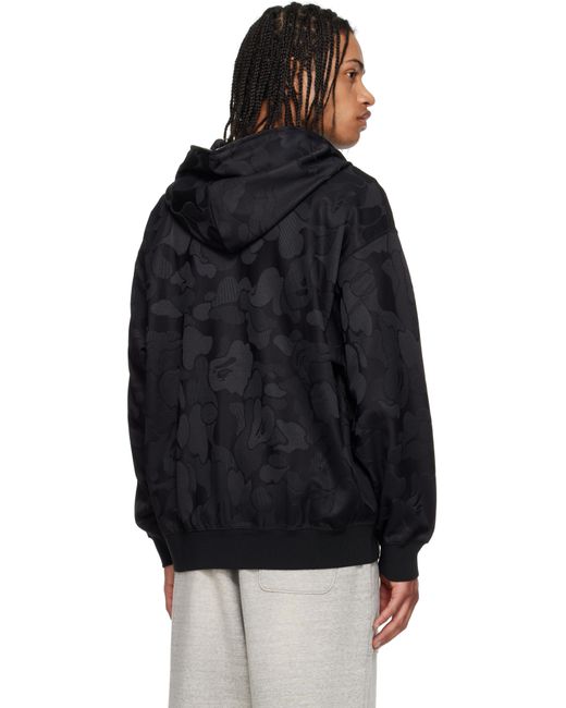 A Bathing Ape Black Solid Camo Jacquard One Point Zip Hoodie for men