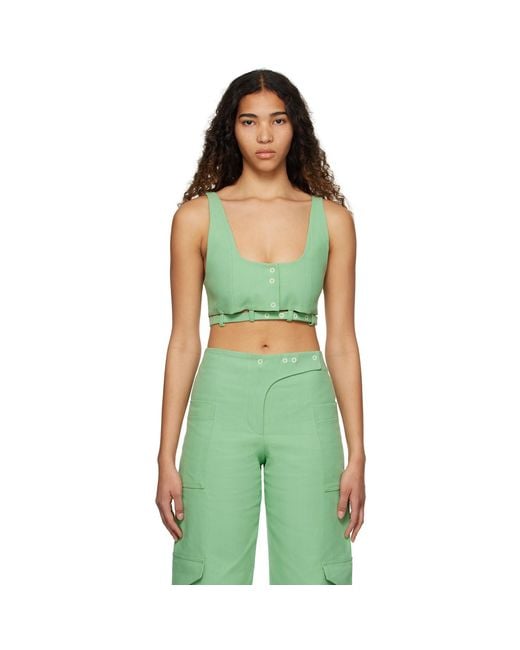 Ganni Green Suiting Tank Top