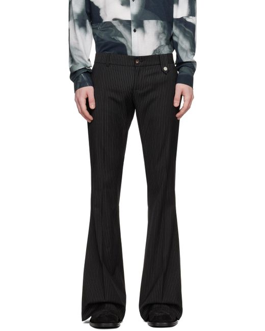 Egonlab Black Pinstripe Trousers for men