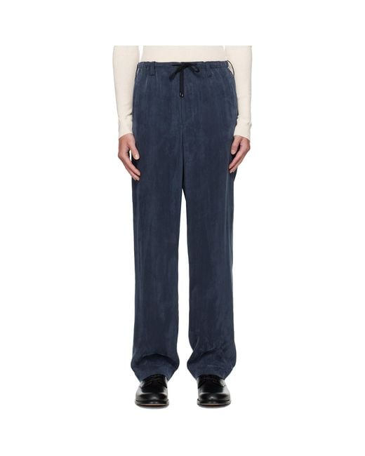 Dries Van Noten Blue Drawstring Trousers for men