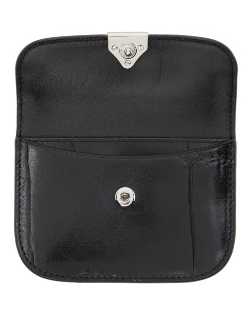 Lemaire Black Soft Tab Card Holder for men