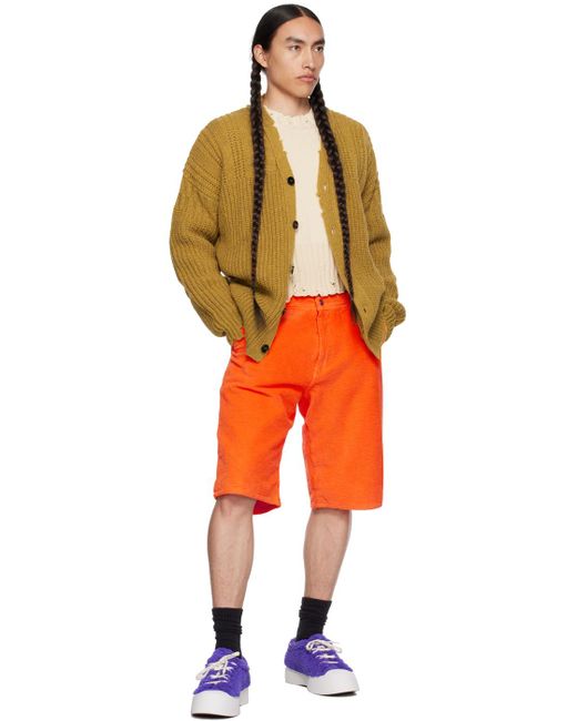 Marni Orange Yellow Distressed Cardigan for men