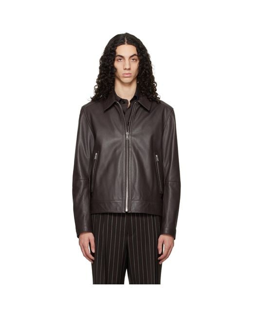 Boss Black Regular Fit Leather Jacket for men
