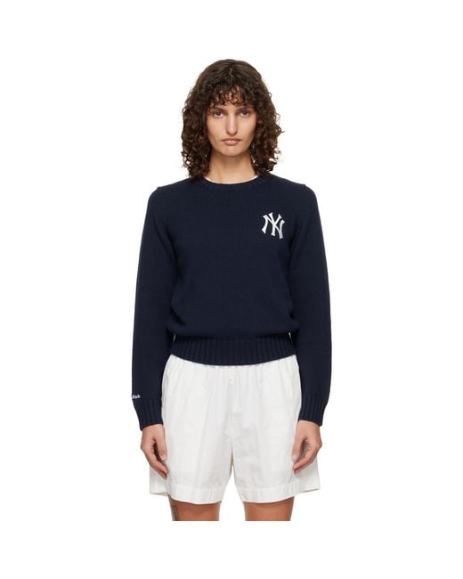 Sporty & Rich Blue Heritage Yankees Serif Knitted Sweater