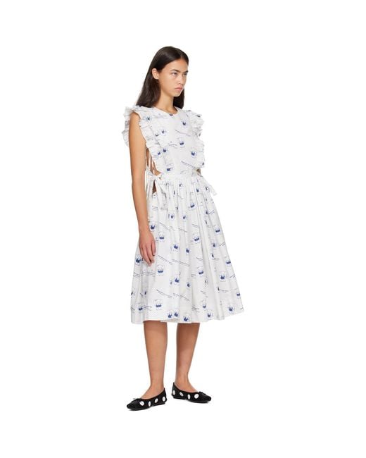 Sandy Liang White Mott Midi Dress