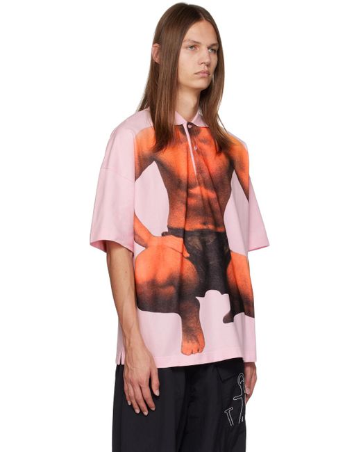 J.W. Anderson Orange Pink Printed Polo for men