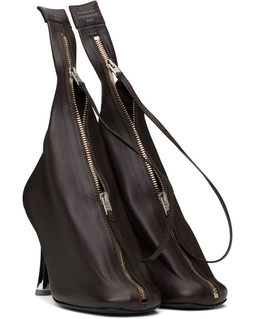 Acne Black Leather Zip Heels