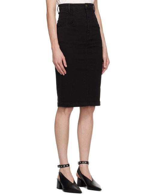 FRAME Black Four-pocket Denim Midi Skirt