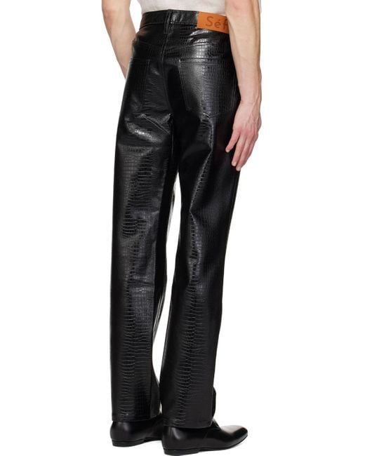 Séfr Black Londre Faux-leather Trousers for men