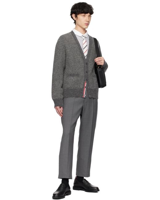 Thom Browne Black Donegal 4-Bar Relaxed V Neck Cardigan for men