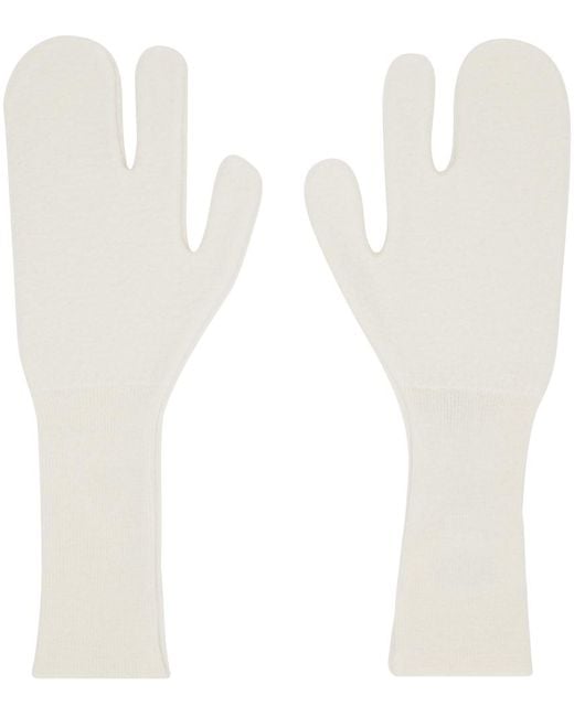 MM6 by Maison Martin Margiela Off-white Felted Knit Gloves for men