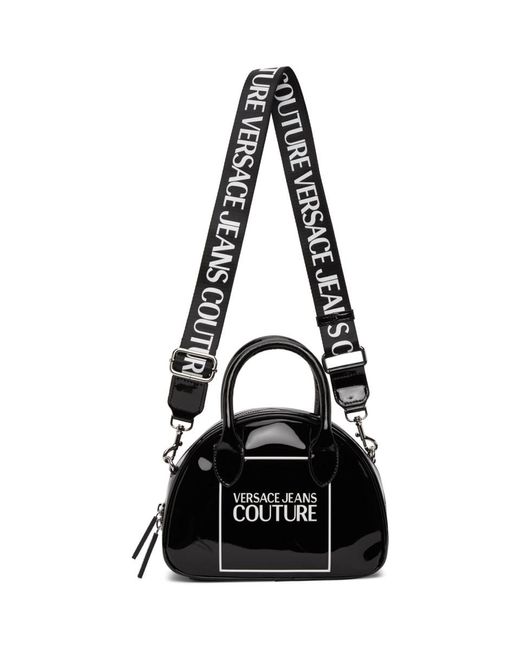 Versace Jeans Couture Black Patent Logo Handle Bag | Lyst
