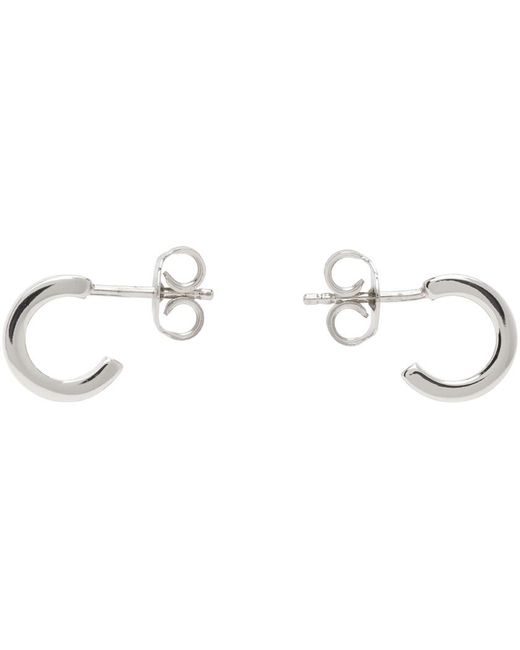 MM6 by Maison Martin Margiela Black Silver Numeric Minimal Signature Hoop Earrings for men