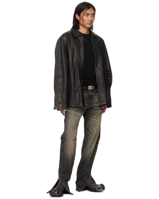 DIESEL Black L-stoller Leather Jacket for men