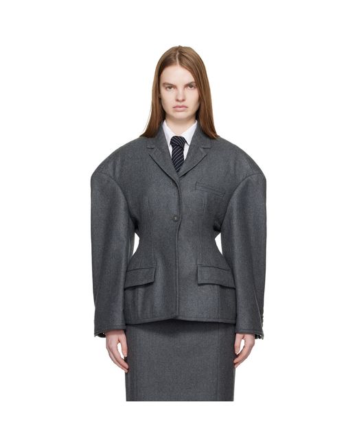 Thom Browne Black Nipped Waist Cocoon Blazer