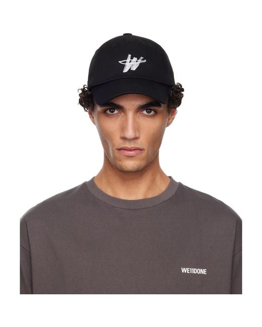 we11done Black Wd One Logo Cap for men