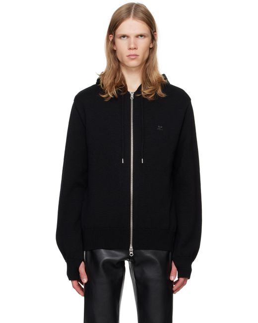 Courreges Black Zipped Wool Hoodie for men