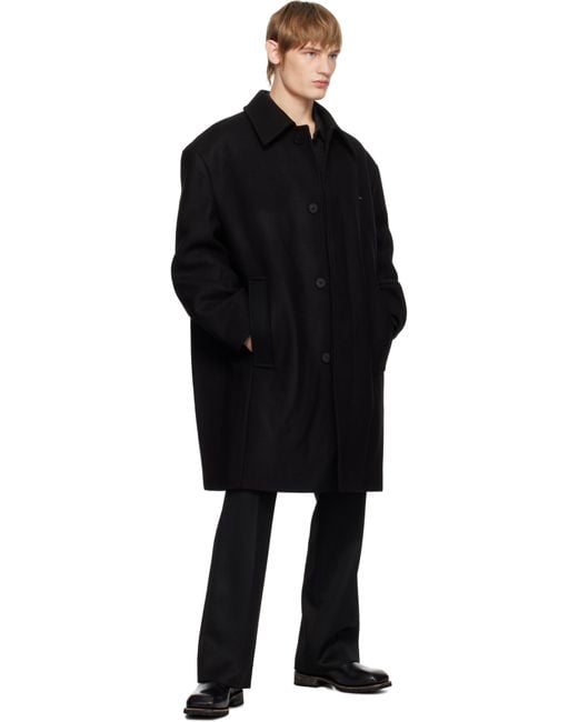 Wooyoungmi Black Balmacaan Coat for men