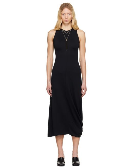 Lemaire Black Twisted Hem Midi Dress