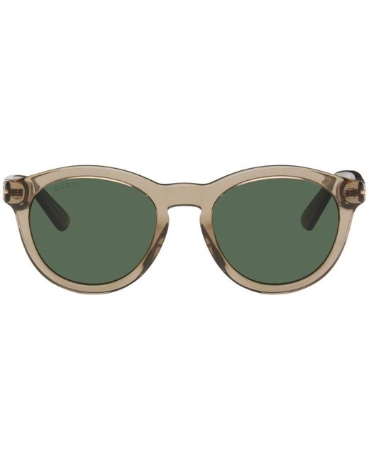 Gucci Green Brown Round-frame Sunglasses for men
