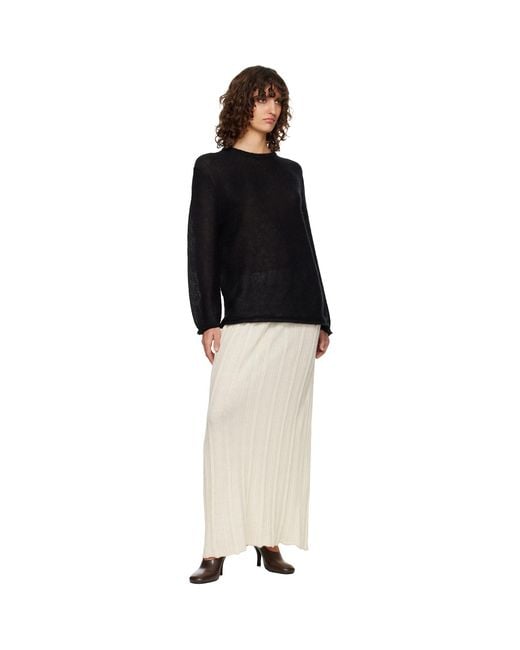 Totême Black Long Open Weave Knit Sweater