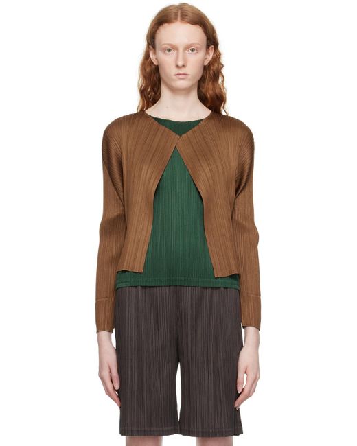 Pleats Please Issey Miyake Brown Monthly Colors February Cardigan