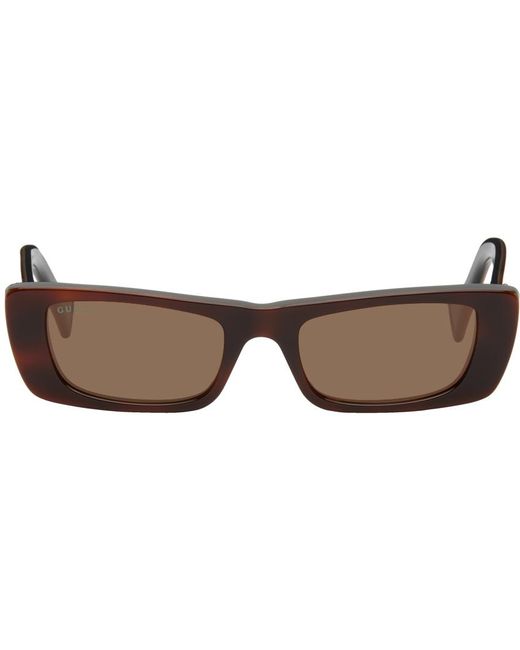 Gucci Black Tortoiseshell Rectangular Sunglasses