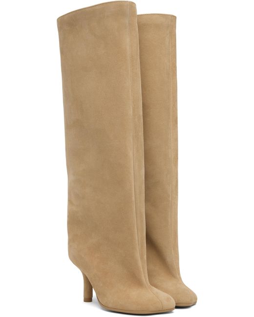 MM6 by Maison Martin Margiela Natural Tan Anatomic Slip-On Suede Tall Boots