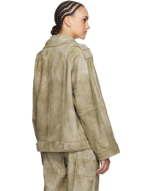 REMAIN Birger Christensen Natural Taupe Faded Leather Jacket